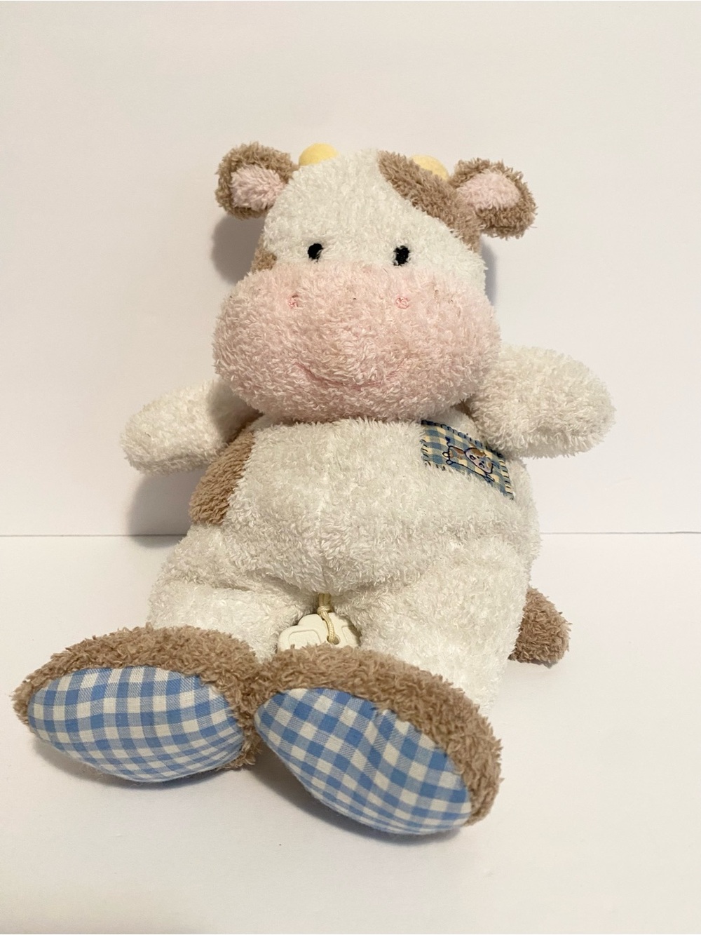 Vintage Carters Prestige Cow Musical Crib Pull Plush Stuffed Animal Toy